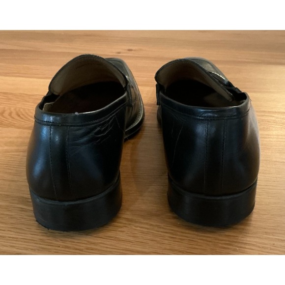 Magnanni Black Leather Monk Strap Slip On Shoes Silver Buckle Portugal Mens 10.5 - Picture 6 of 13